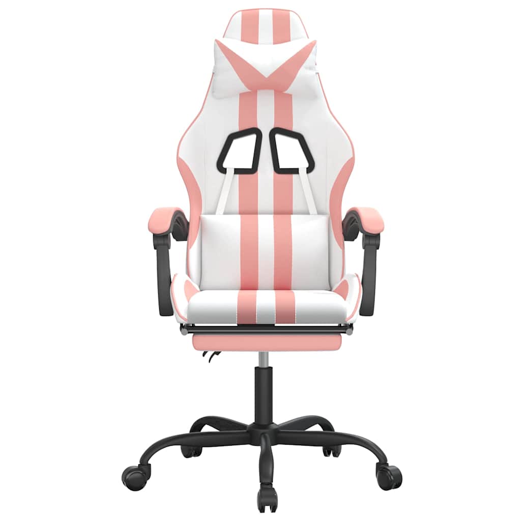 Vidaxl gamestoel met voetensteun kunstleer wit en roze
