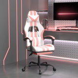 Vidaxl gamestoel met voetensteun kunstleer wit en roze