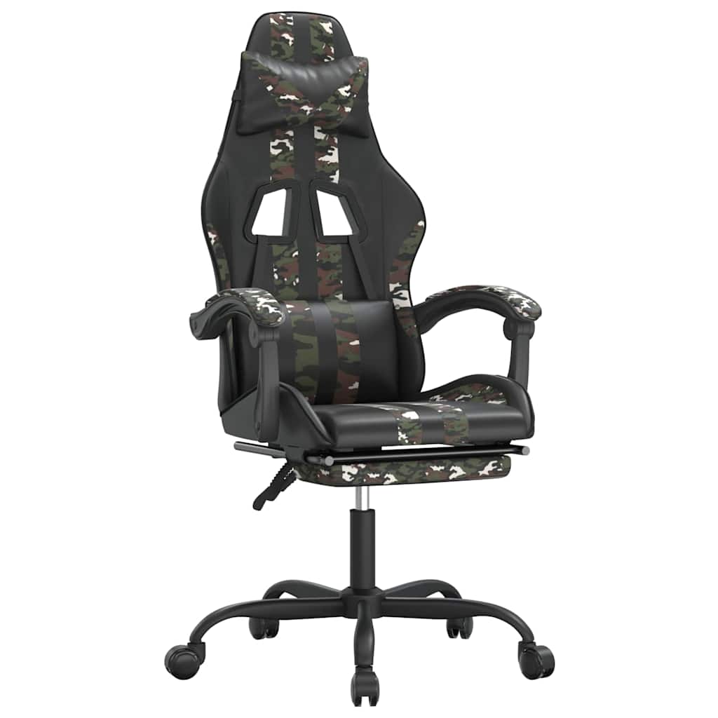 Vidaxl gamestoel met voetensteun kunstleer zwart en camouflage