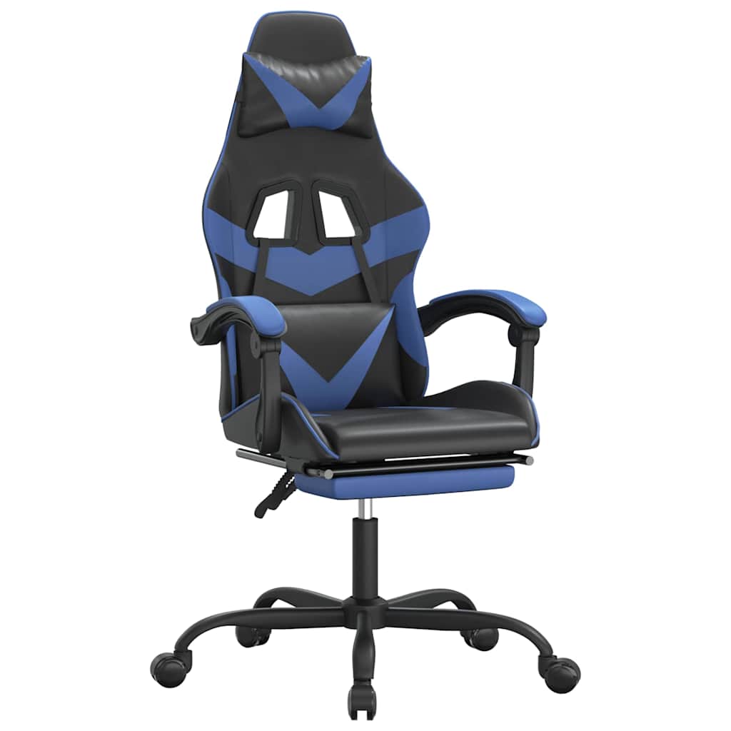 Vidaxl gamestoel met voetensteun kunstleer zwart en blauw