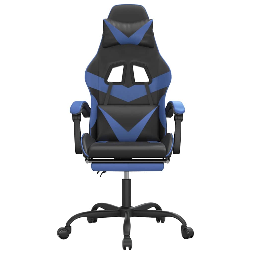 Vidaxl gamestoel met voetensteun kunstleer zwart en blauw
