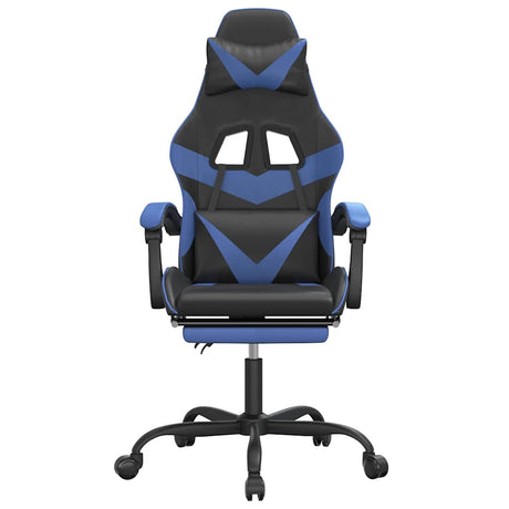 Vidaxl gamestoel met voetensteun kunstleer zwart en blauw