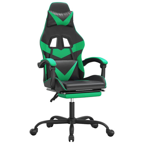 Vidaxl gamestoel met voetensteun kunstleer zwart en groen
