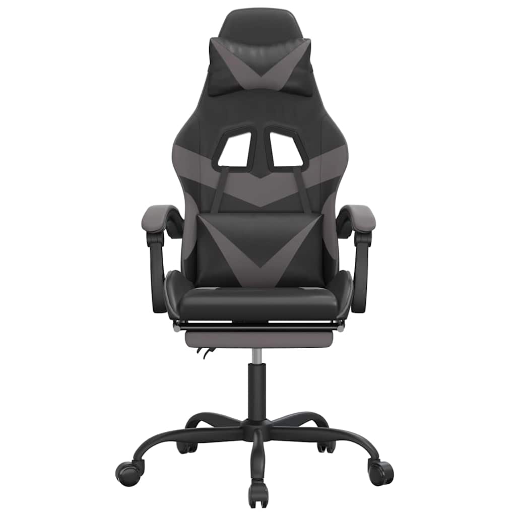 Vidaxl gamestoel met voetensteun kunstleer zwart en grijs
