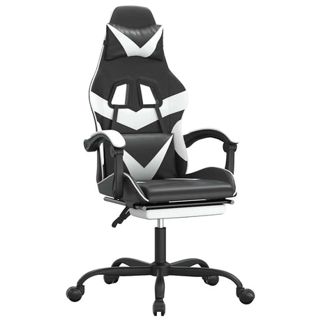 Vidaxl gamestoel met voetensteun kunstleer zwart en wit
