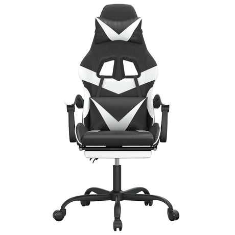Vidaxl gamestoel met voetensteun kunstleer zwart en wit