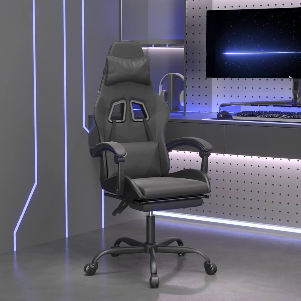 Vidaxl gamestoel met voetensteun kunstleer zwart