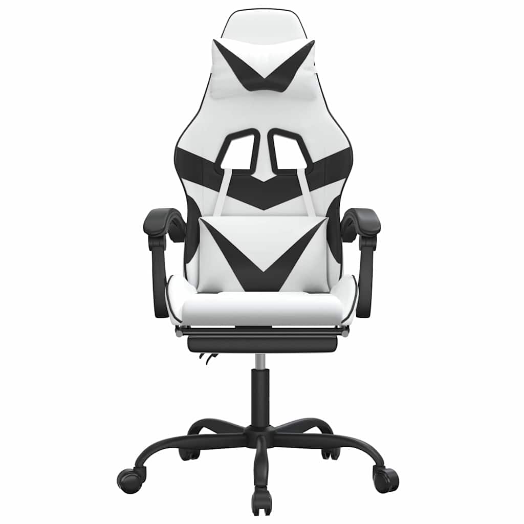 Vidaxl gamestoel met voetensteun kunstleer wit en zwart