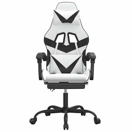 Vidaxl gamestoel met voetensteun kunstleer wit en zwart