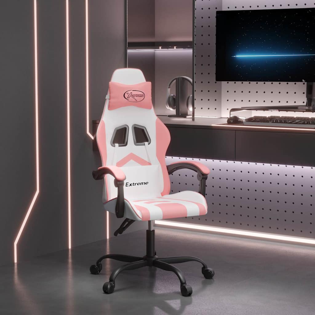 Vidaxl gamestoel kunstleer wit en roze