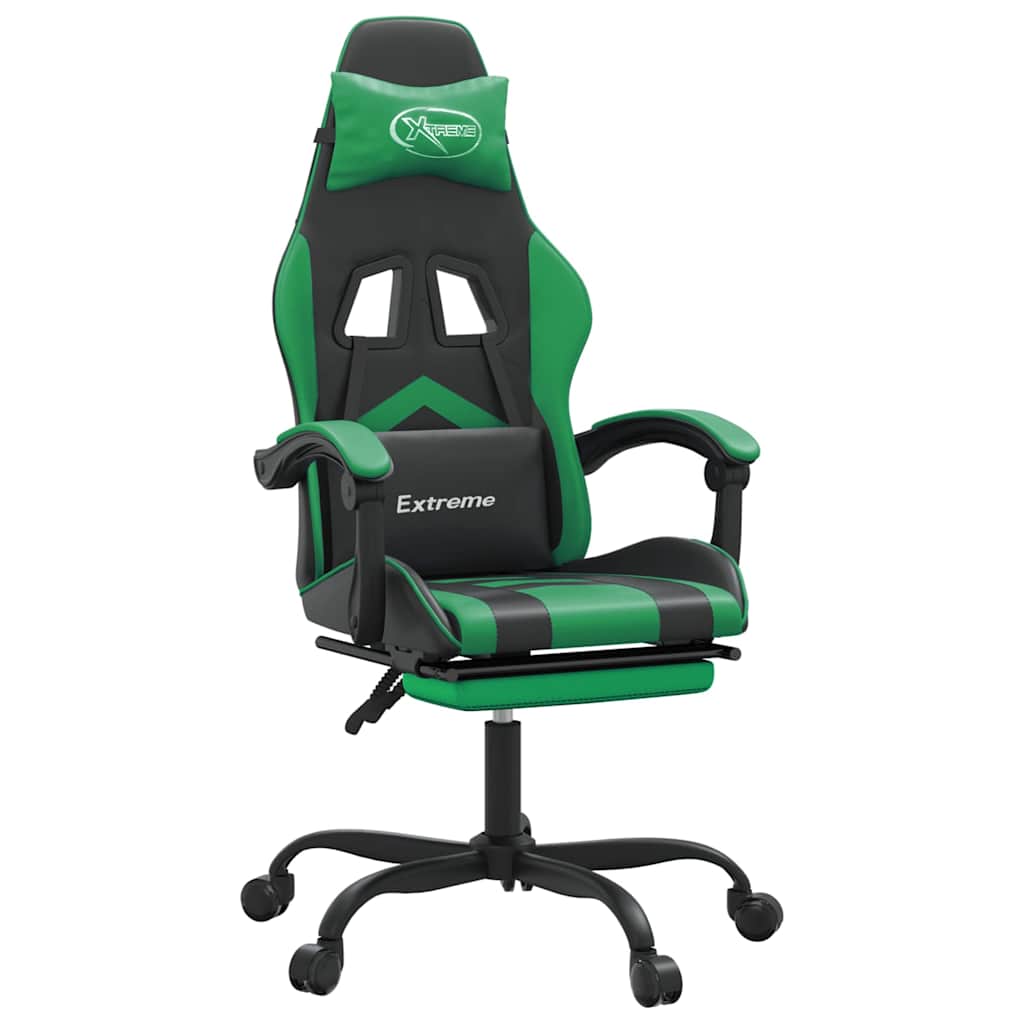Vidaxl gamestoel met voetensteun kunstleer zwart en groen