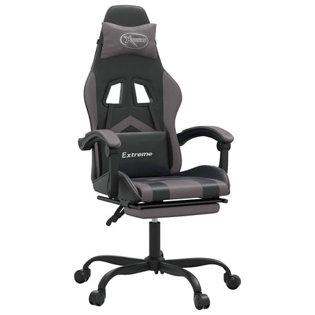 Vidaxl gamestoel met voetensteun kunstleer zwart en grijs
