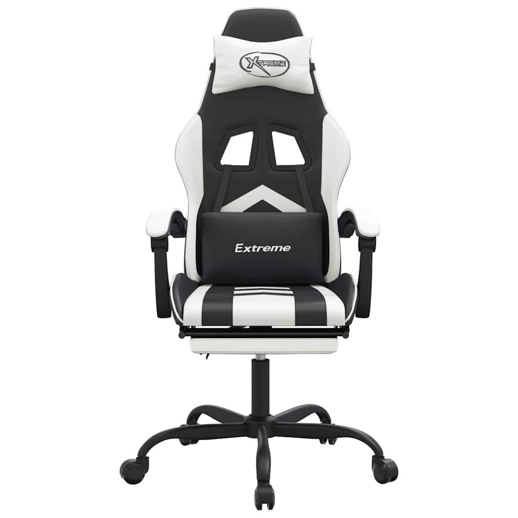 Vidaxl gamestoel met voetensteun kunstleer zwart en wit