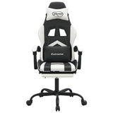Vidaxl gamestoel met voetensteun kunstleer zwart en wit