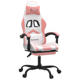 Vidaxl gamestoel met voetensteun kunstleer wit en roze
