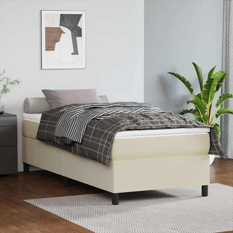 Vidaxl boxspring bed kunstleer crèmekleurig 90x190 cm
