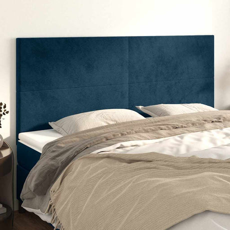 Vidaxl hoofdbord donkerblauw 160x5x118 128 cm fluweel