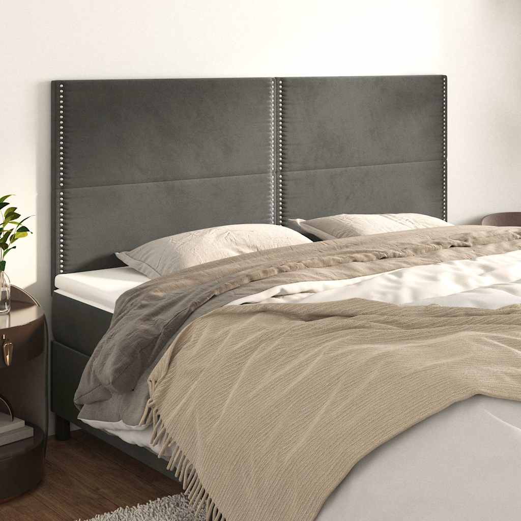 Vidaxl hoofdbord donkergrijs 200x5x118 128 cm fluweel
