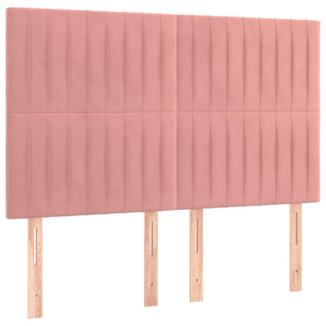 Vidaxl hoofdbord roze 144x5x118 128 cm fluweel