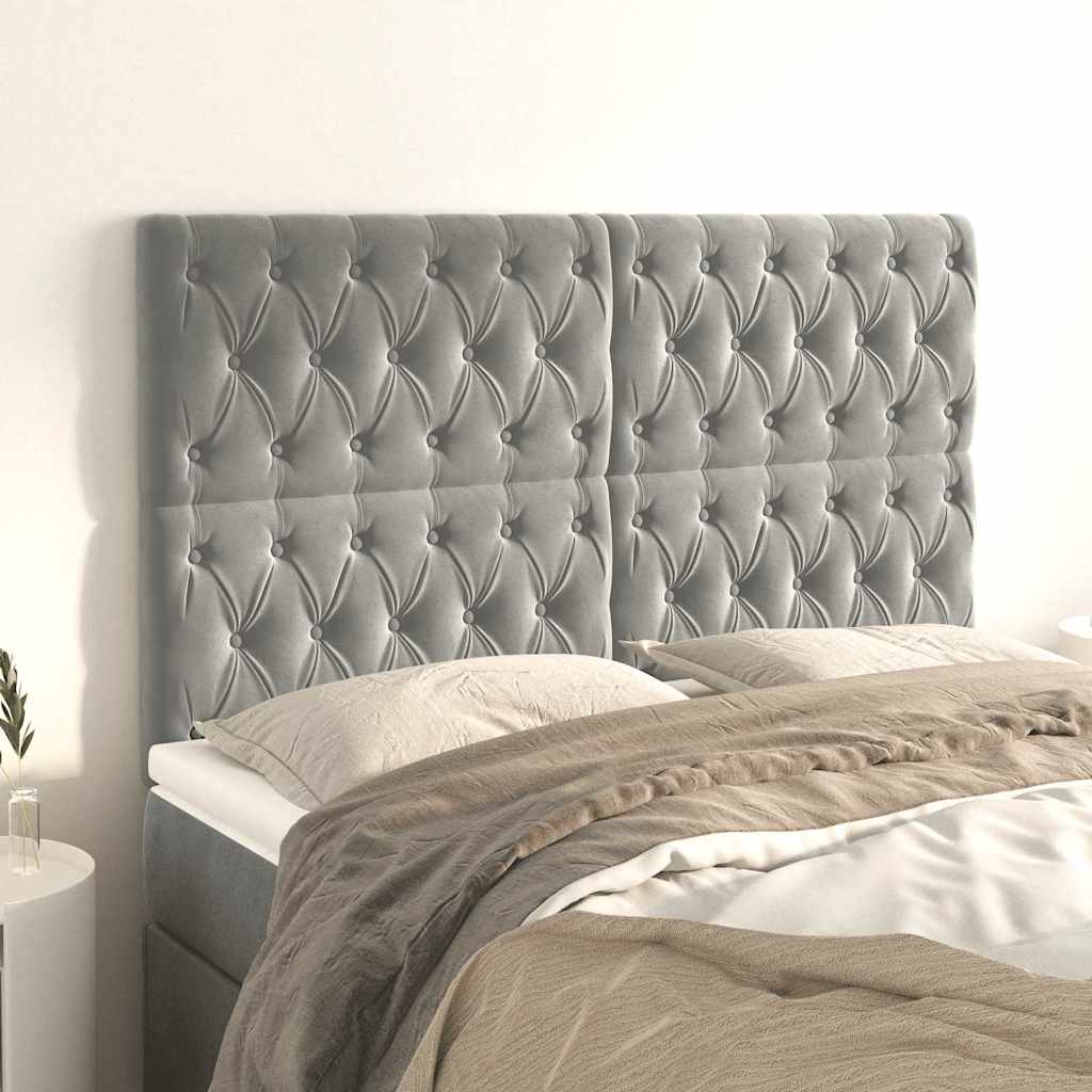 Vidaxl hoofdbord lichtgrijs 144x7x118 128 cm fluweel