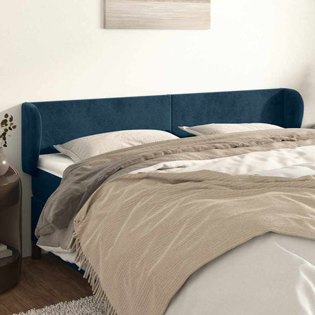 Vidaxl hoofdbord met randen 183x23x78 88 cm fluweel donkerblauw