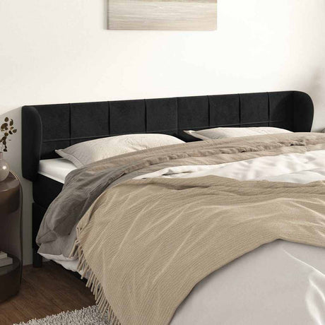 Vidaxl hoofdbord met randen 163x23x78 88 cm fluweel zwart