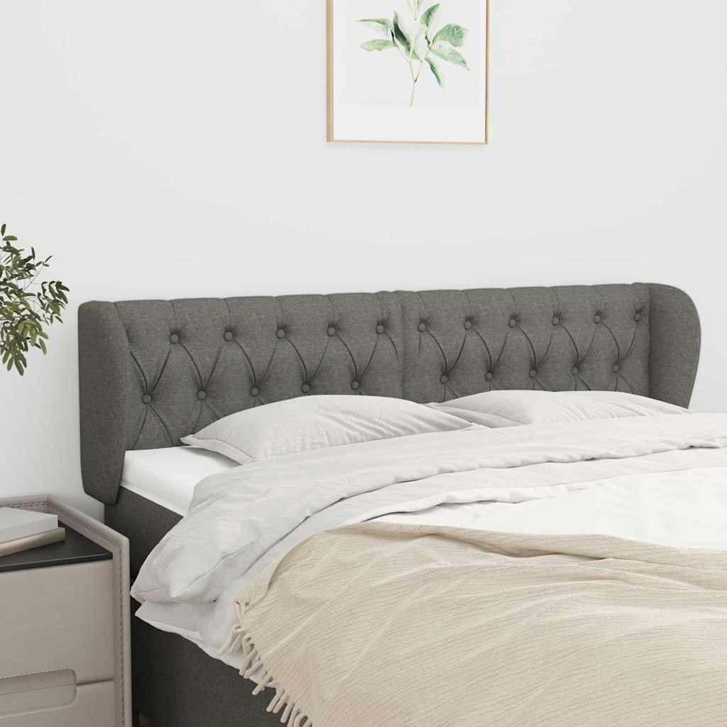 Vidaxl hoofdbord met randen 163x23x78 88 cm stof donkergrijs