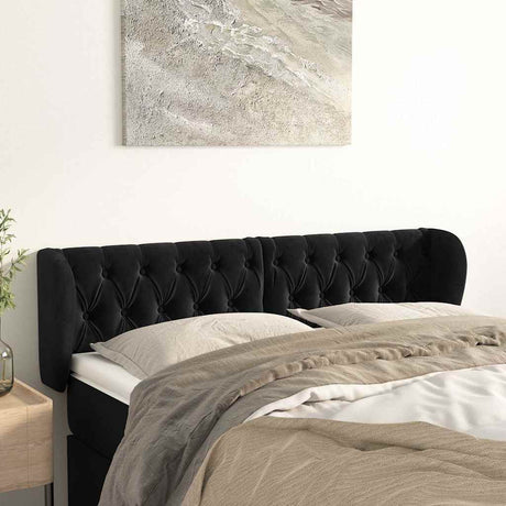 Vidaxl hoofdbord met randen 147x23x78 88 cm fluweel zwart