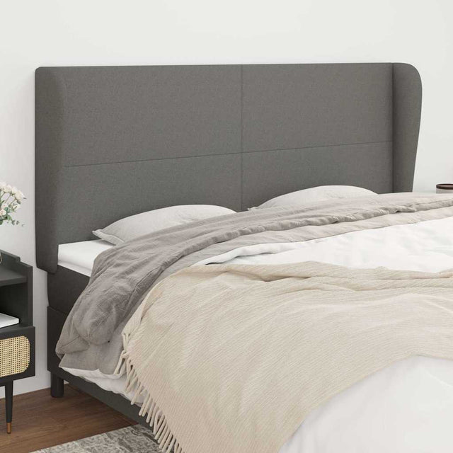Vidaxl hoofdbord met randen 183x23x118 128 cm stof donkergrijs