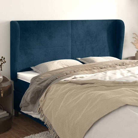 Vidaxl hoofdbord met randen 163x23x118 128 cm fluweel donkerblauw