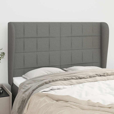 Vidaxl hoofdbord met randen 147x23x118 128 cm stof donkergrijs