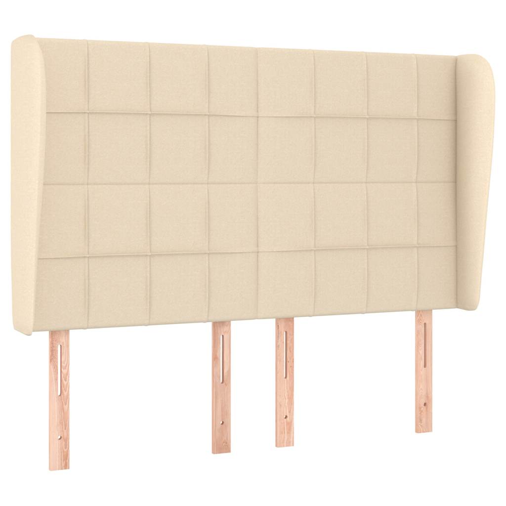 Vidaxl hoofdbord met randen 147x23x118 128 cm stof crèmekleurig