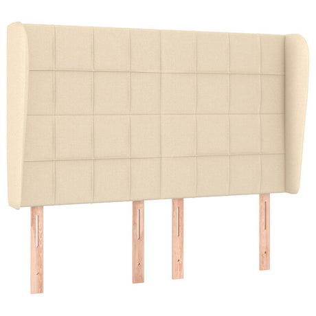 Vidaxl hoofdbord met randen 147x23x118 128 cm stof crèmekleurig
