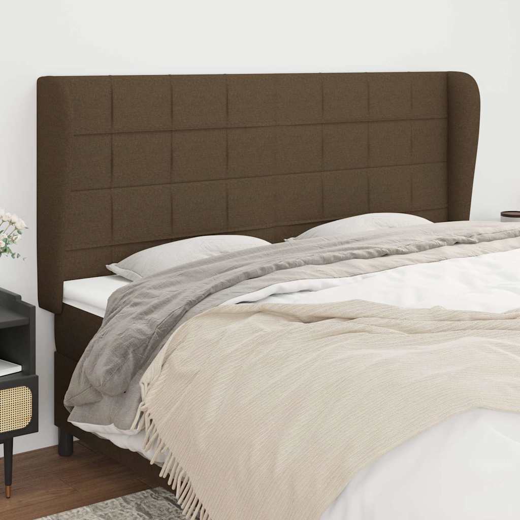 Vidaxl hoofdbord met randen 183x23x118 128 cm stof donkerbruin