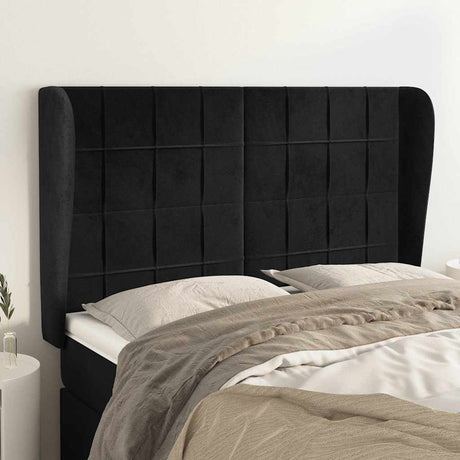 Vidaxl hoofdbord met randen 147x23x118 128 cm fluweel zwart
