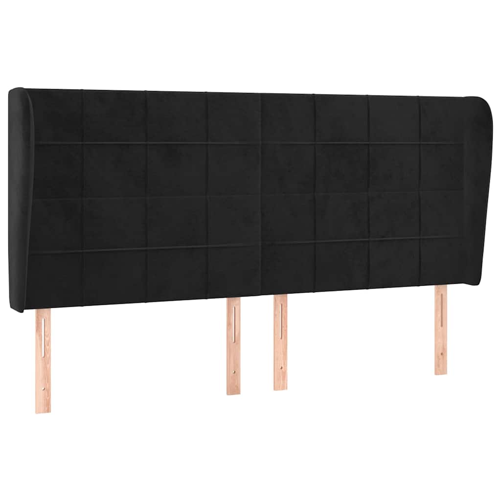 Vidaxl hoofdbord met randen 183x23x118 128 cm fluweel zwart