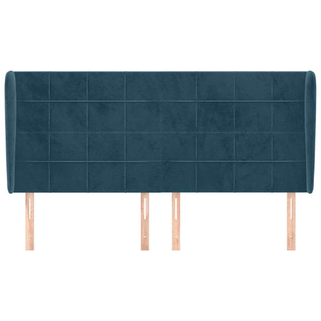 Vidaxl hoofdbord met randen 203x23x118 128 cm fluweel donkerblauw