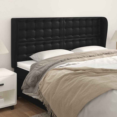 Vidaxl hoofdbord met randen 183x23x118 128 cm kunstleer zwart