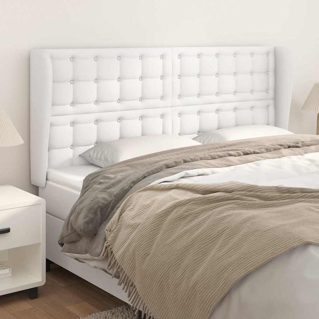 Vidaxl hoofdbord met randen 203x23x118 128 cm kunstleer wit