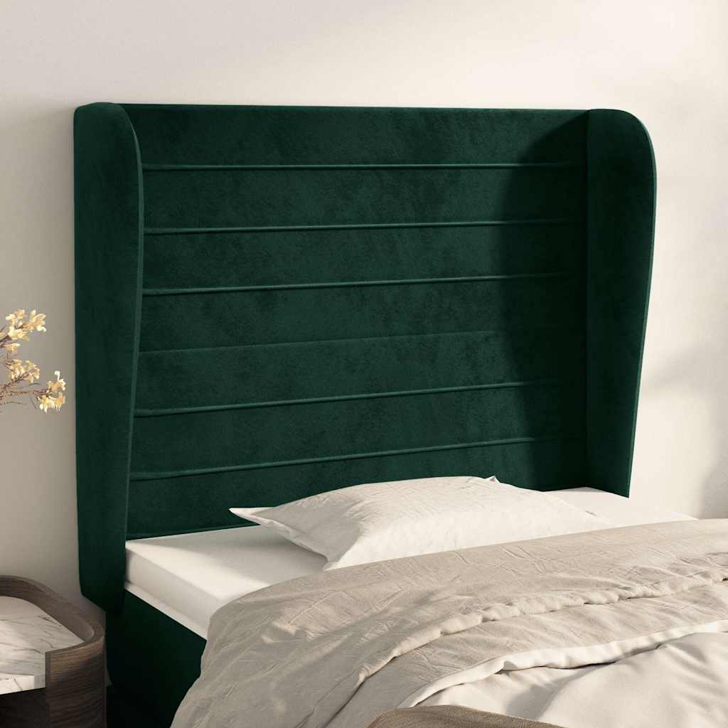 Vidaxl hoofdbord met randen 93x23x118 128 cm fluweel donkergroen