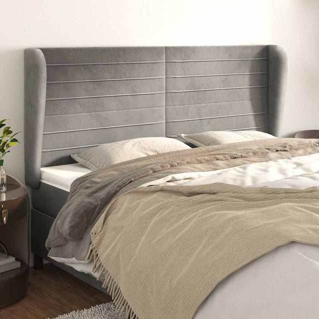 Vidaxl hoofdbord met randen 163x23x118 128 cm fluweel lichtgrijs