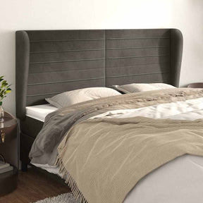 Vidaxl hoofdbord met randen 183x23x118 128 cm fluweel donkergrijs