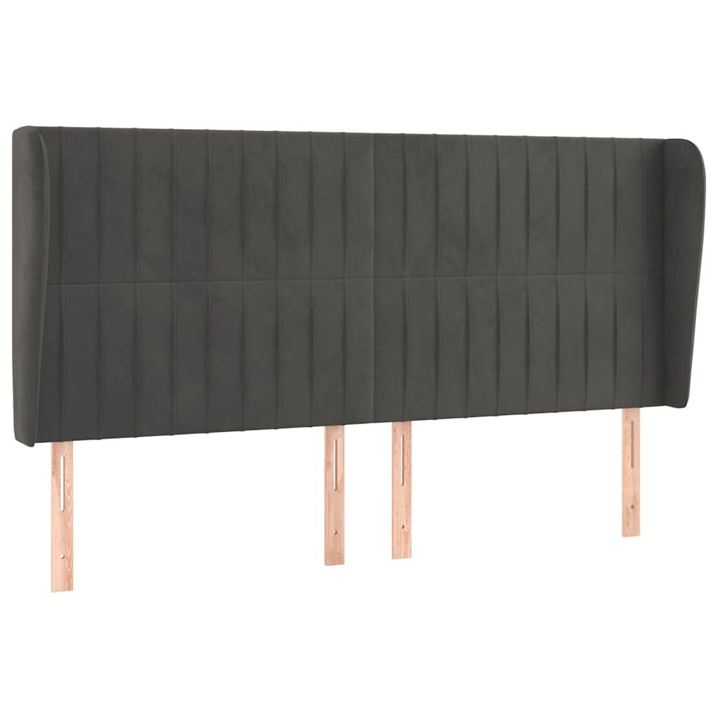 Vidaxl hoofdbord met randen 203x23x118 128 cm fluweel donkergrijs