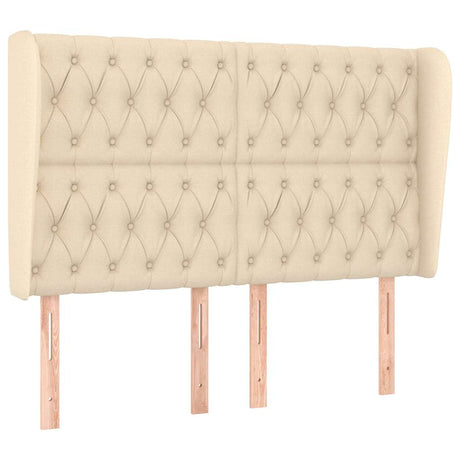 Vidaxl hoofdbord met randen 147x23x118 128 cm stof crèmekleurig