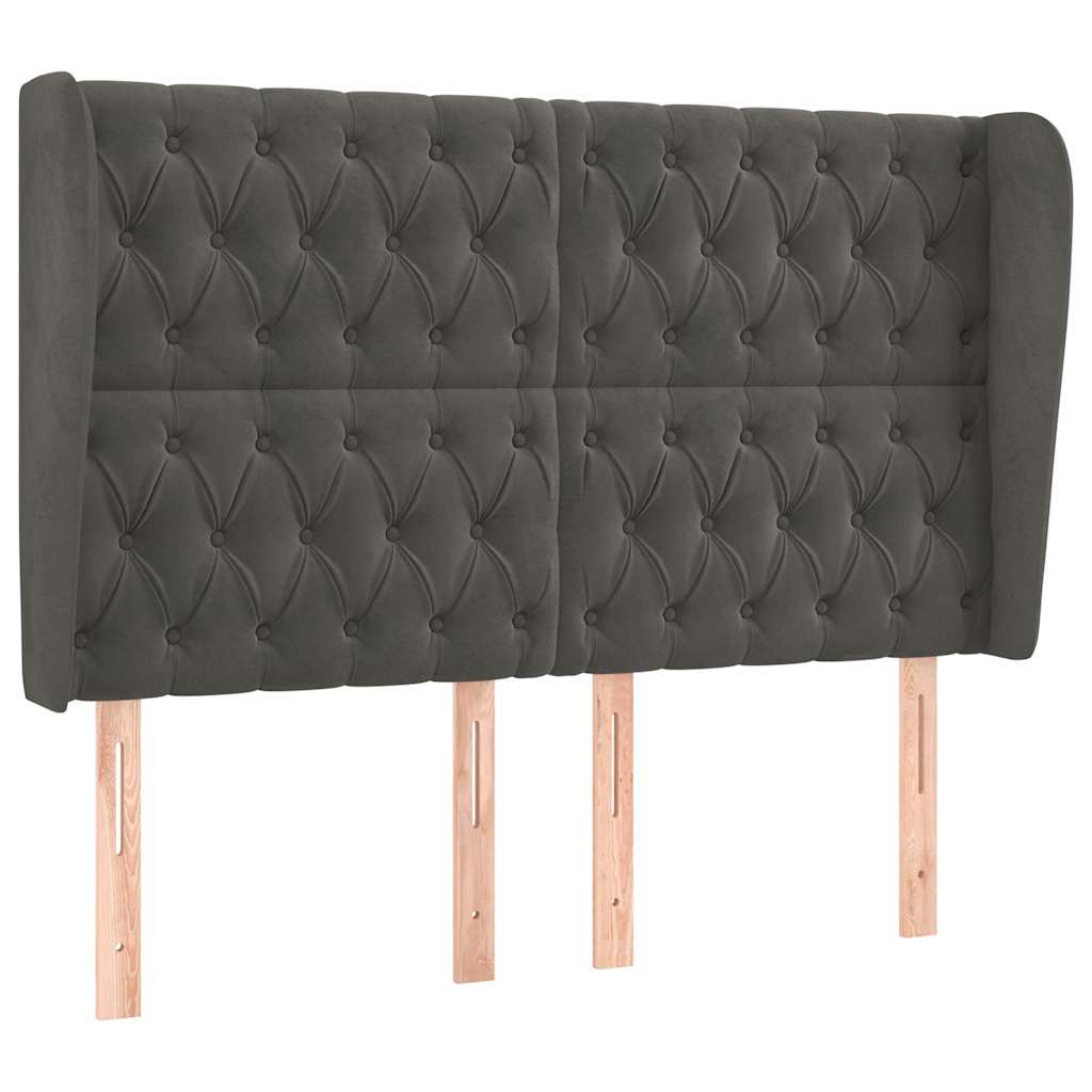 Vidaxl hoofdbord met randen 147x23x118 128 cm fluweel donkergrijs