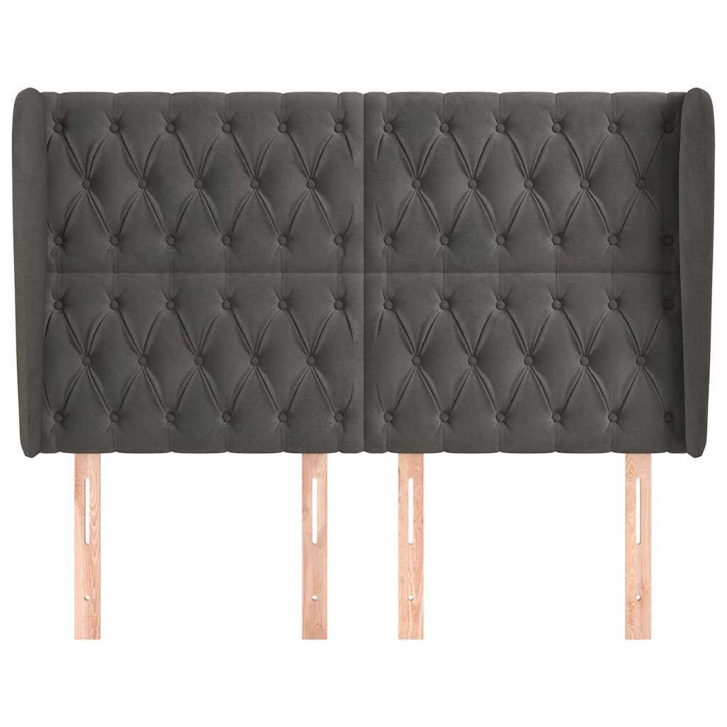 Vidaxl hoofdbord met randen 147x23x118 128 cm fluweel donkergrijs
