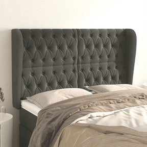 Vidaxl hoofdbord met randen 147x23x118 128 cm fluweel donkergrijs