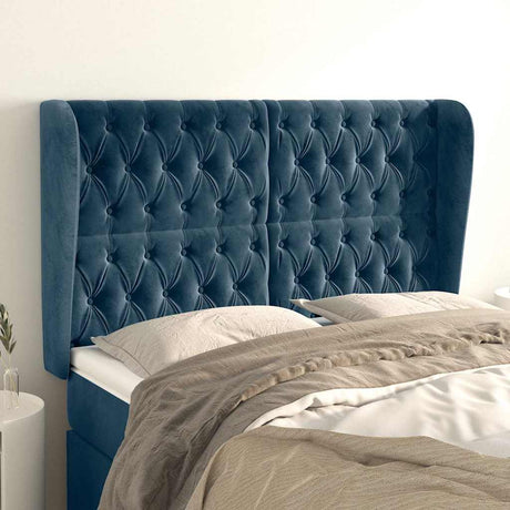 Vidaxl hoofdbord met randen 147x23x118 128 cm fluweel donkerblauw