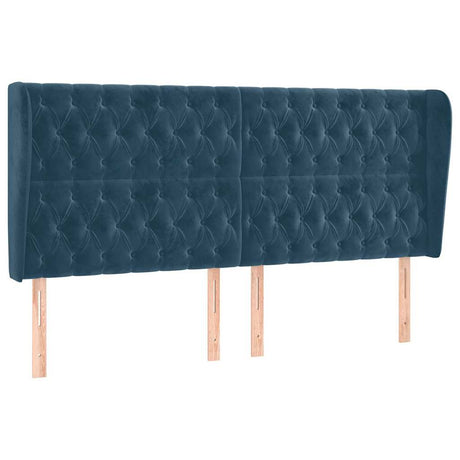 Vidaxl hoofdbord met randen 183x23x118 128 cm fluweel donkerblauw