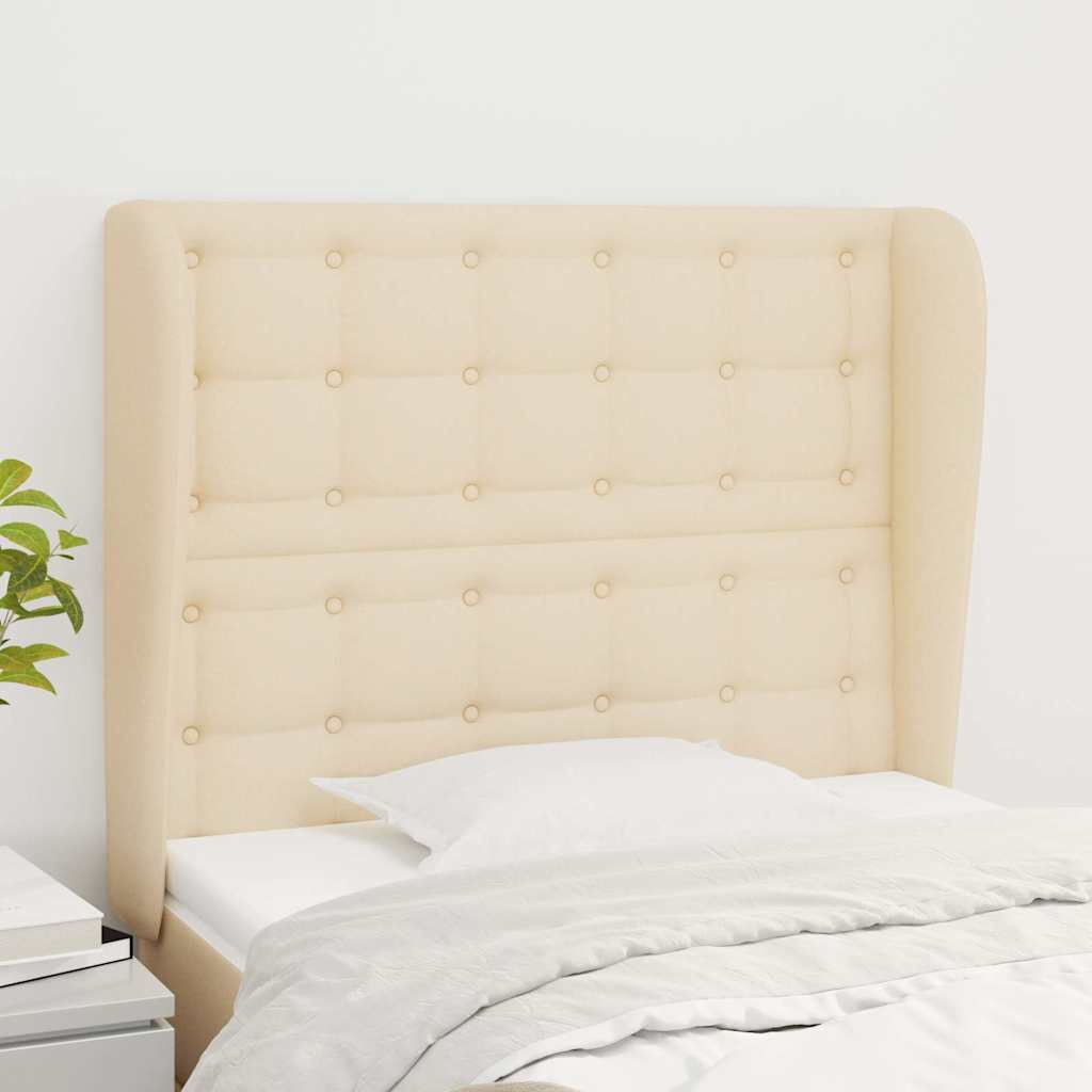 Vidaxl hoofdbord met randen 83x23x118 128 cm stof crèmekleurig